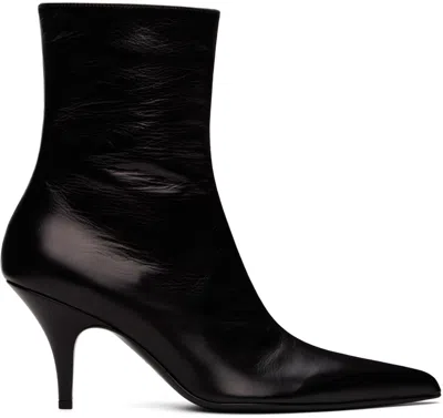 The Row Sling Leather Ankle Boots In Black