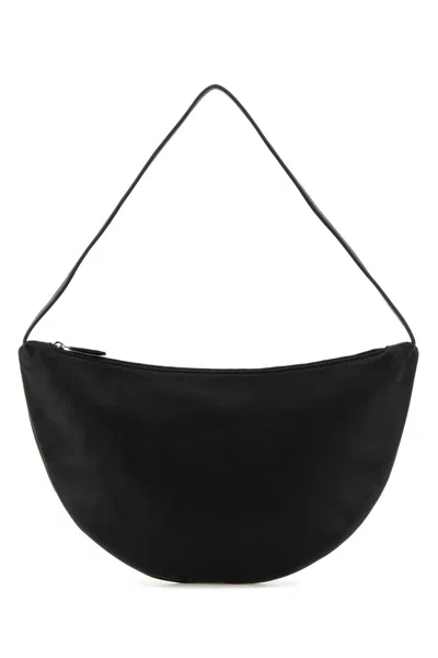 The Row Black Leather Small Izzy Shoulder Bag