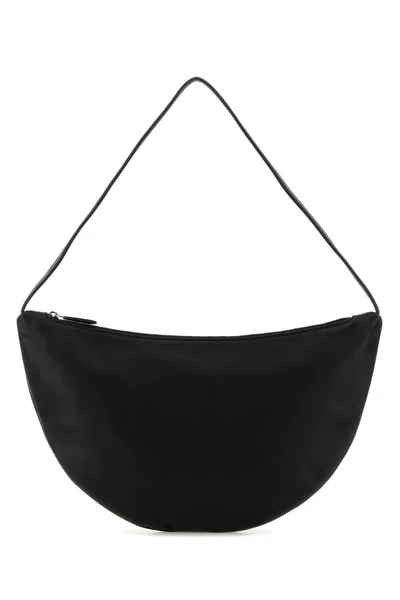 THE ROW BLACK LEATHER SMALL IZZY SHOULDER BAG