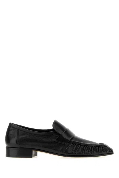The Row Leather Loafers Block Heel Fringe Detail In Blue