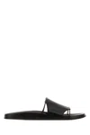 The Row Vivienne Leather Slippers Open Toe Flat Sole In Black