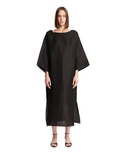 The Row Black Linen And Silk Caftan Dress
