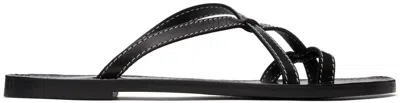 The Row Link Leather Sandals In Black