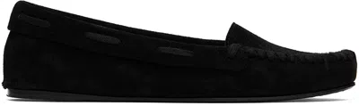 The Row Black Mabel Moc Loafers In Blk Black