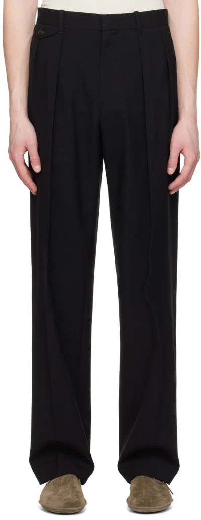 The Row Black Marcello Trousers In Blk Black