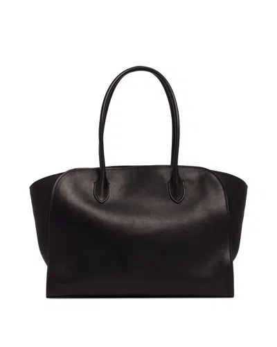 The Row Black Marlo 14 Leather Bag In Black Nero   #000000