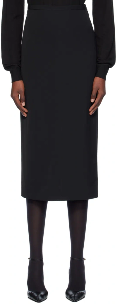 The Row Black Mathias Midi Skirt In Blk Black