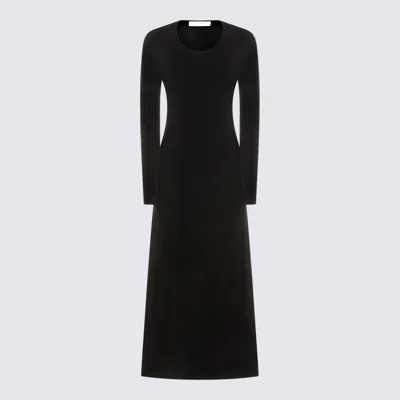 The Row Mavy Scoop-neck Long-sleeve Ankle Dress In Black