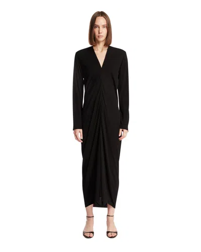 The Row Black Midi V-neck Dress