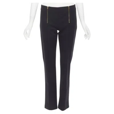 Pre-owned The Row Black Modal Cotton Dual Gold Zipper Minimal Legging Pants Xsxs