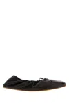 The Row Charcoal Leather Awar Ballerinas In Black