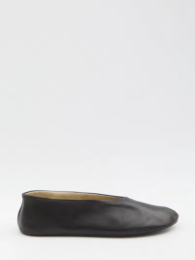 The Row Black Nappa Leather Strella Ballerinas