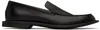 The Row Black Leather Nic Loafers In Black