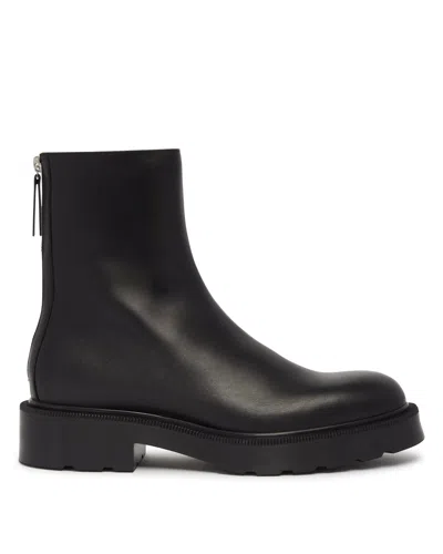 The Row Black Nobilis Leather Boots In Black Nero   #000000