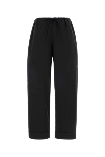 The Row Poplin Wide Leg Delano Cuffed Pants In Black
