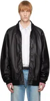 The Row Black Shawn Leather Bomber Jacket In Black
