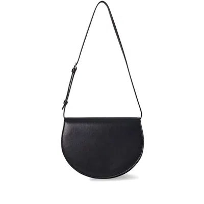 The Row Canteen Saddle Shoulder Bag In Napa Leather In Black