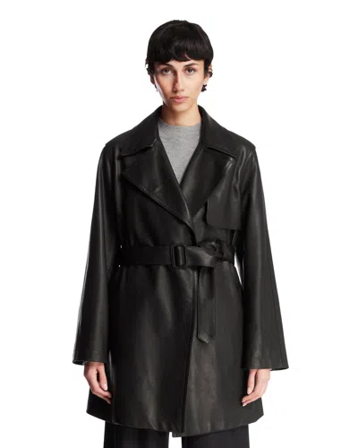 The Row Black Siempra Leather Coat