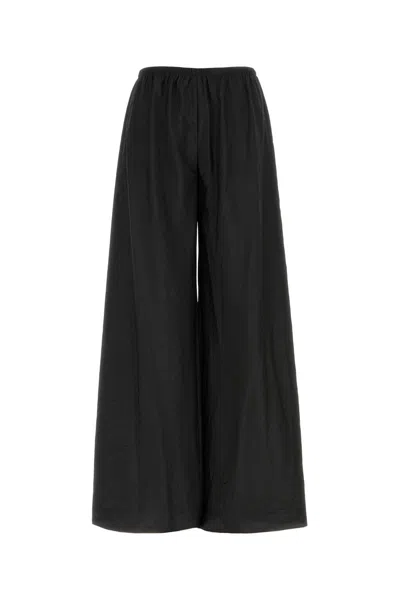 The Row Silk Gala Wide Leg Lounge Pant In Black