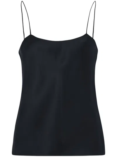 The Row Square-neck Silk Top In Schwarz
