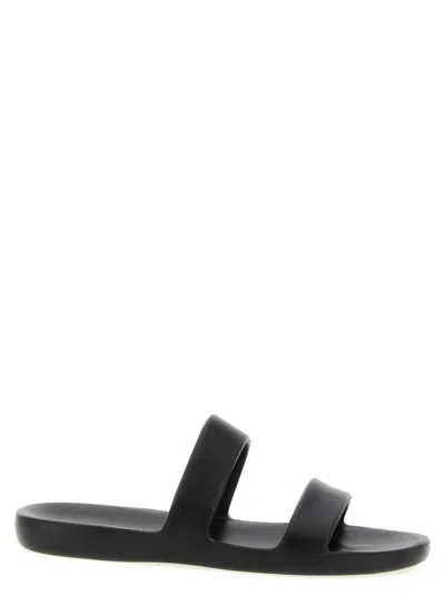 THE ROW BLACK SLIP ON SANDALS