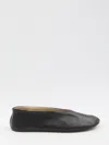 The Row Stella Slipper Leather Ballerinas In Black