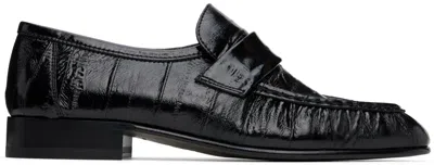 The Row Black Soft Loafers In Blk Black