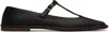 The Row Black Square T-strap Ballerina Flats In Blk Black
