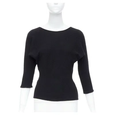 Pre-owned The Row Black Textured Bateau Neck Cropped Sleeve Pullover Top