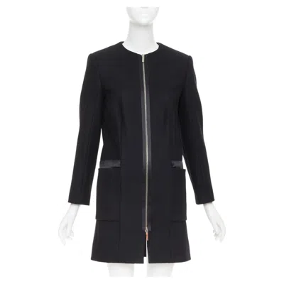 Pre-owned The Row Black Virgin Wool Blend Collarless Zip Long Coat Us2 S