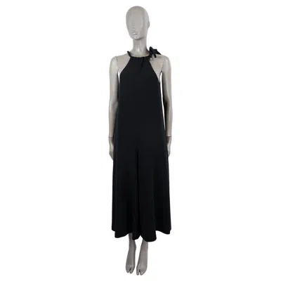 Pre-owned The Row Black Viscose 2018 Japron Halter Wide-leg Stretch Cady Jumpsuit Xs