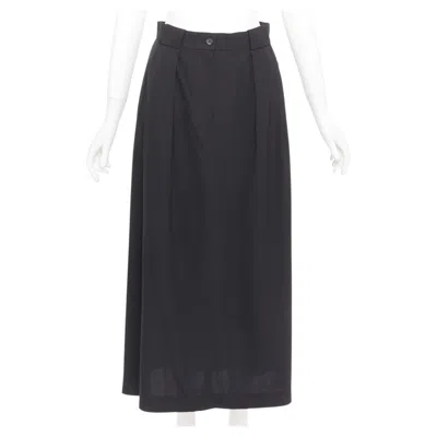 Pre-owned The Row Black Viscose Blend Pleated Waist Silk Lined High Waist Midi Skirt Us0