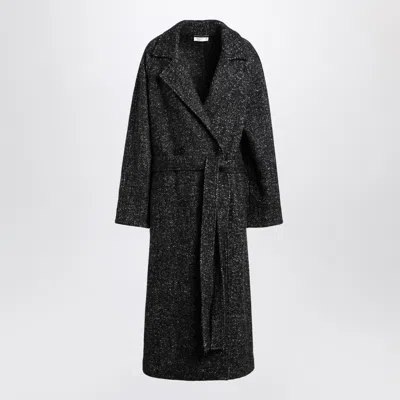 The Row Black Wool Bouclé Belted Coat