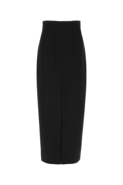 The Row Wool Skirt High Waist Back Slit In Black
