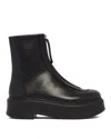 The Row Black Calf Leather Bos Taurus Ankle Boots In Black