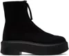 The Row Round Toe Short Boots In Black