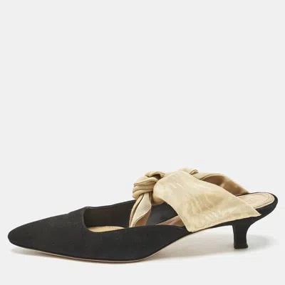 Pre-owned The Row Black/beige Canvas Coco Heel Mules Size 37