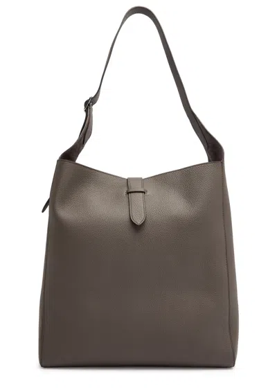 The Row Blake Grained Leather Tote In Grey