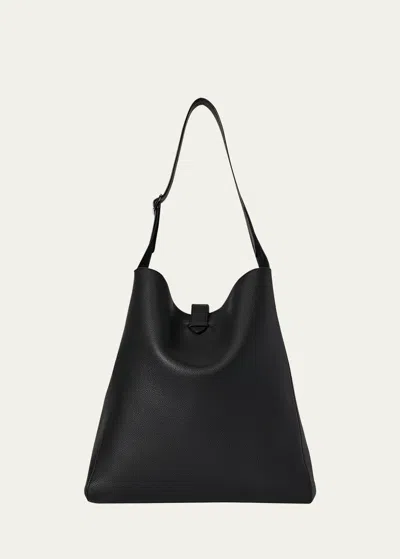 The Row Blake Hobo Bag In Lux Grain Leather In Black