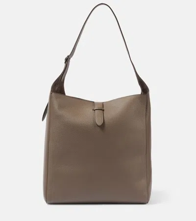 The Row Blake Leather Tote Bag In Grey