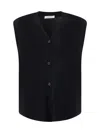 The Row Harrell Wool Knit Vest In Black