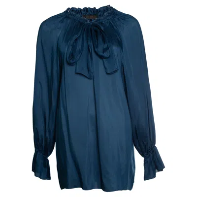 Pre-owned The Row , Blue Blouse With Bow And Ruffle Neck