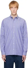 The Row Bresson Button-down Collar Striped Cotton-poplin Shirt In Pub Purple Blue / Wh