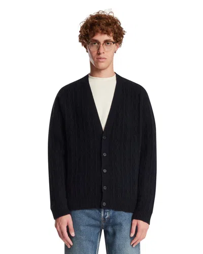 The Row Cashmere Sonoko Cardigan Cable Knit V Neck In Black