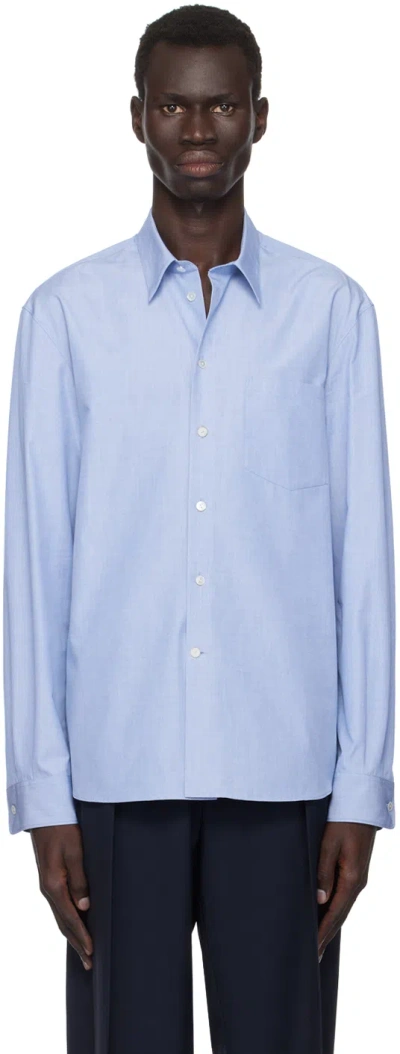The Row Blue Huguet Shirt In Sbl Steel Blue