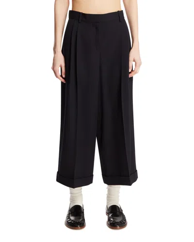 The Row Blue Lior Cropped Wool Pants