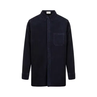 The Row Blue Navy Cotton Melvin Shirt In Black