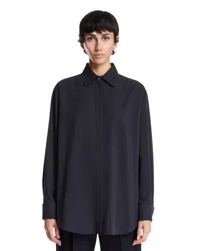 The Row Blue Penrose Silk Shirt In Gray