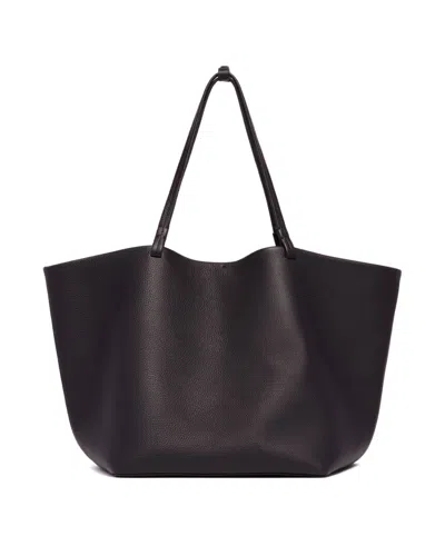 The Row Blue Xl Park Tote Leather Bag In Black
