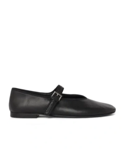 The Row Boheme Mary Jane Ballet Flats In Black Lambskin Leather